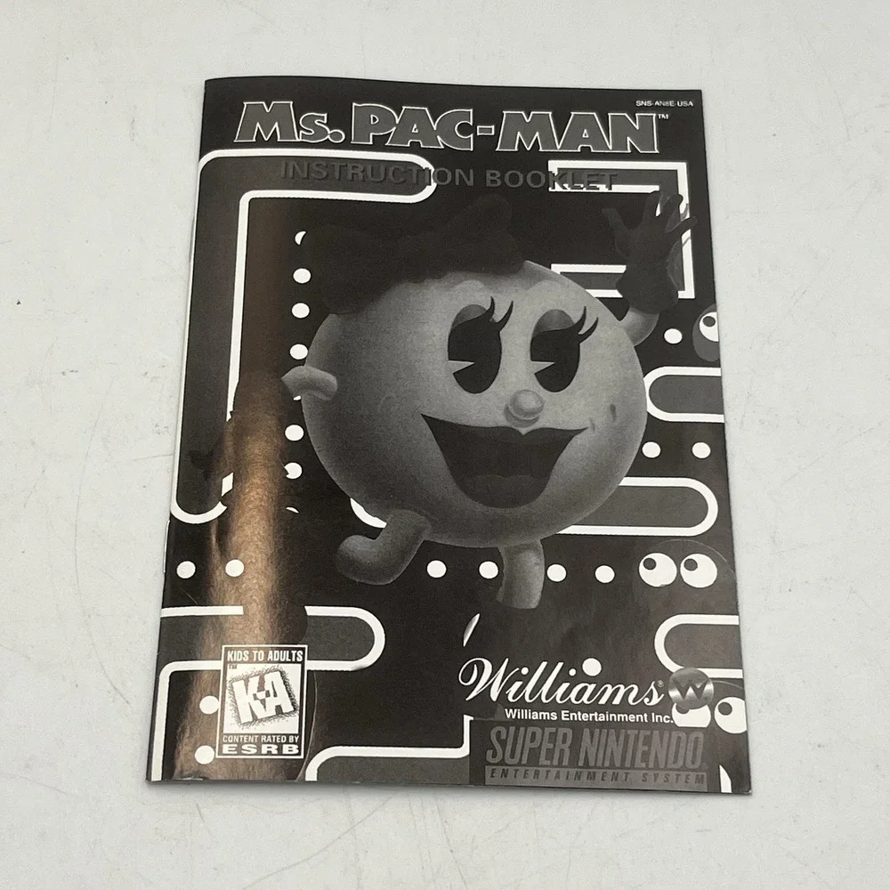 Ms. Pac-Man Super Nintendo Entertainment System Ms Pacman SNES Cart & Manual